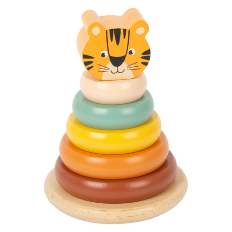 Lille fod - træstabletårn safari tiger, 7 stk.