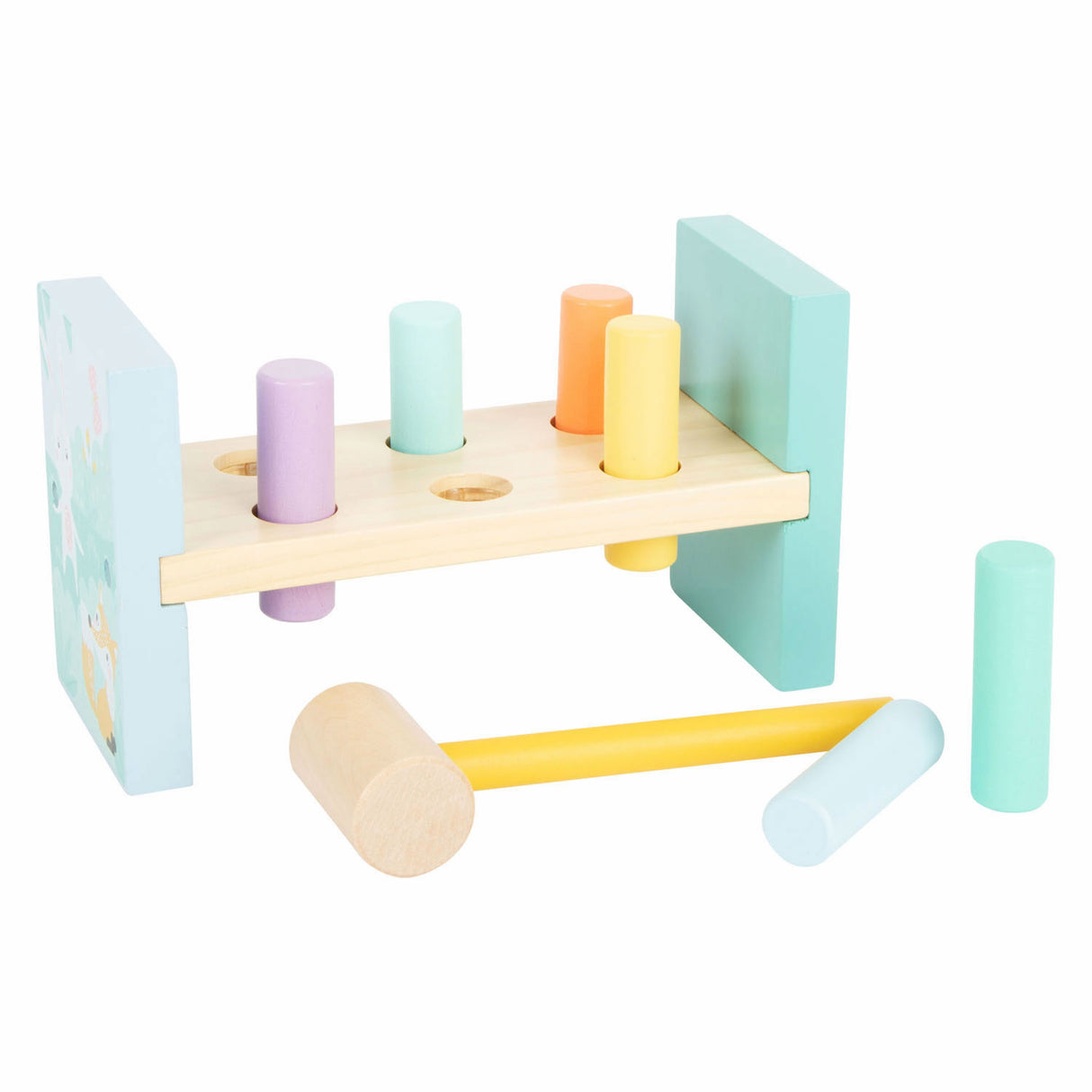 Lille fod - træhammerbænk pastel, 8 stk.