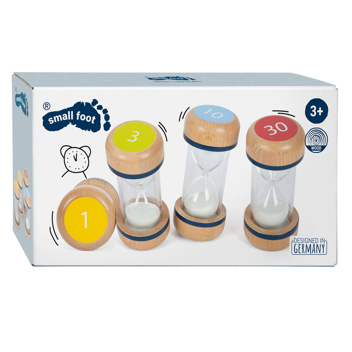 Lille fod - timeglas i træ xl sæt, 4 stk.