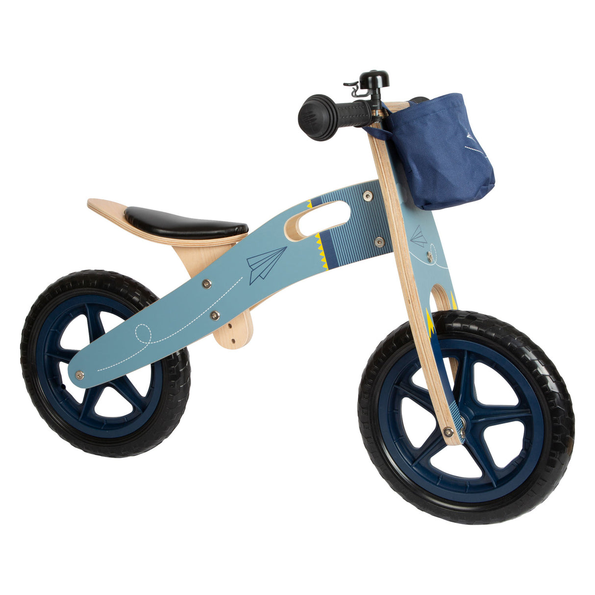 Lille fod - balancecykel flyvemaskine i træ blå