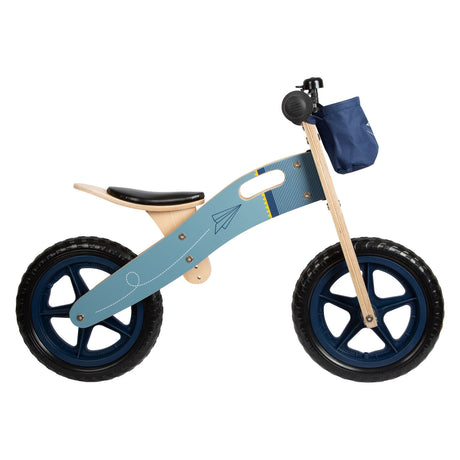 Lille fod - balancecykel flyvemaskine i træ blå
