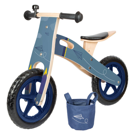 Lille fod - balancecykel flyvemaskine i træ blå
