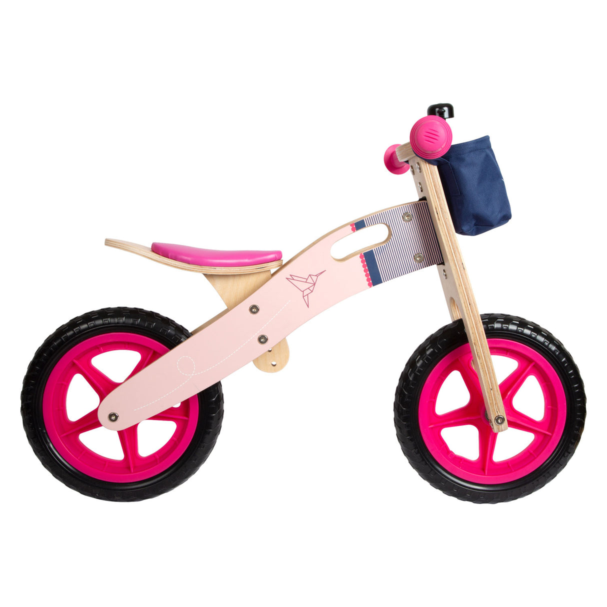 Lille fod - balancecykel i træ kolibri pink