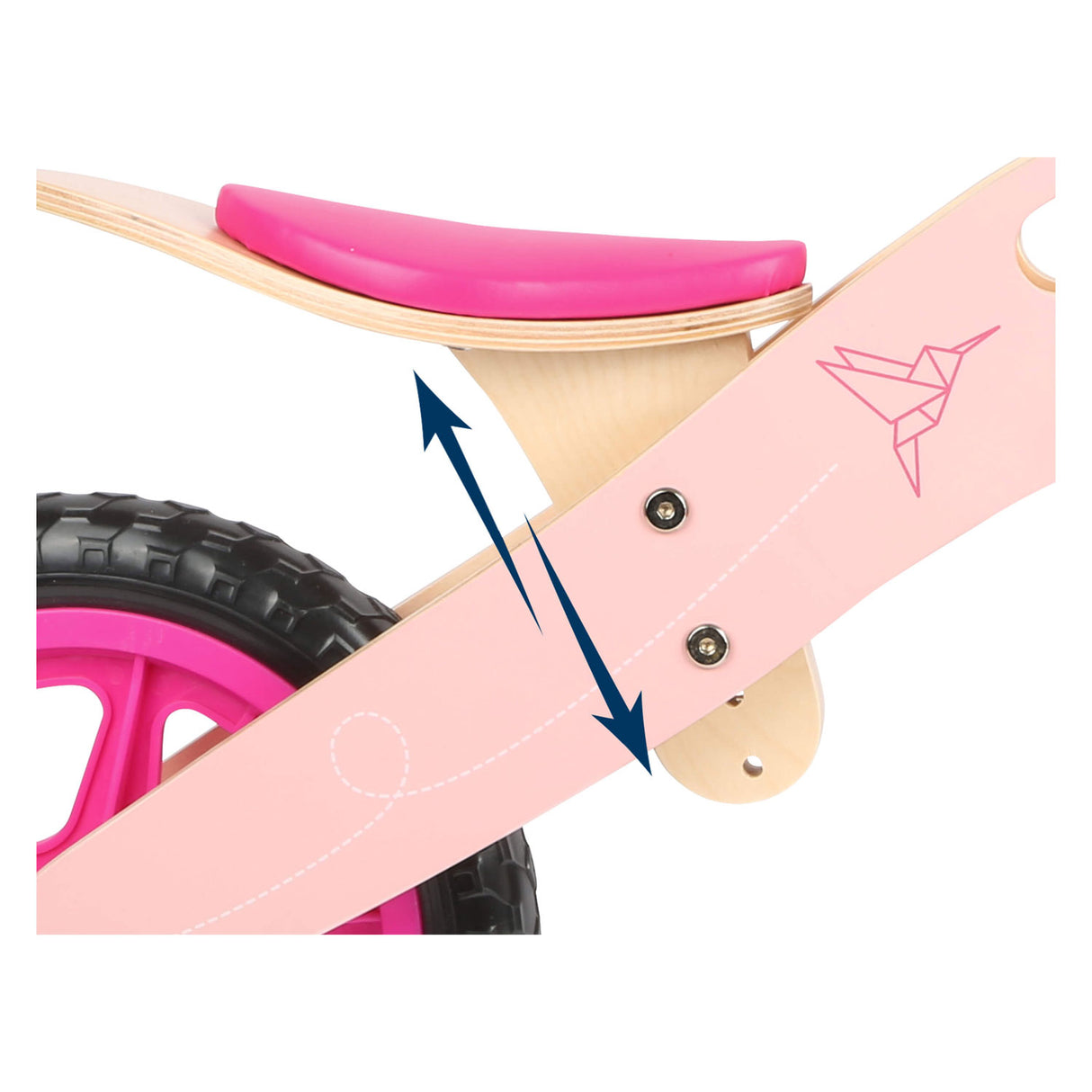 Lille fod - balancecykel i træ kolibri pink