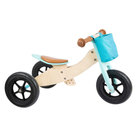 Lille fod - trehjulet træ- og balancecykel 2i1 maxi turkis