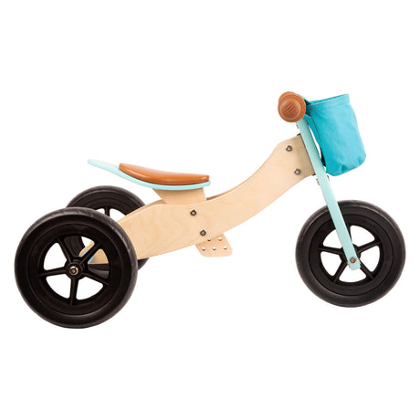 Lille fod - trehjulet træ- og balancecykel 2i1 maxi turkis