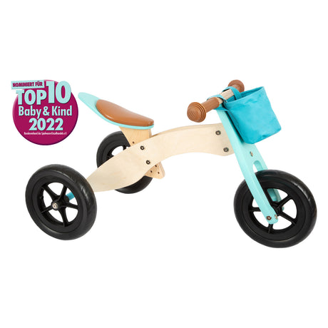 Lille fod - trehjulet træ- og balancecykel 2i1 maxi turkis