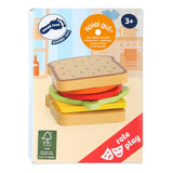 Lille fod træ playets sandwich med bestik, 7dlg.