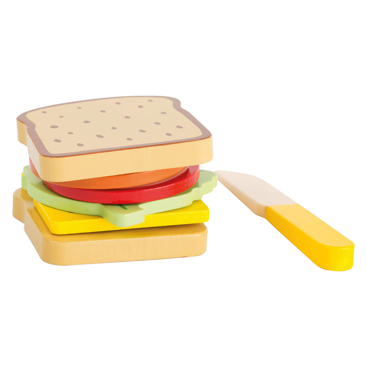Lille fod træ playets sandwich med bestik, 7dlg.