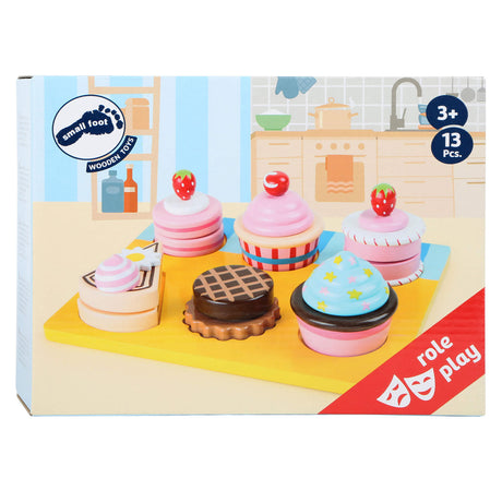Lille fod - legemad cupcakes og kagesæt i træ, 13 stk.