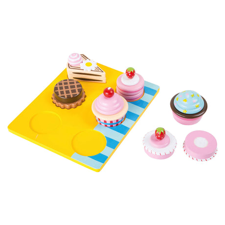 Lille fod - legemad cupcakes og kagesæt i træ, 13 stk.