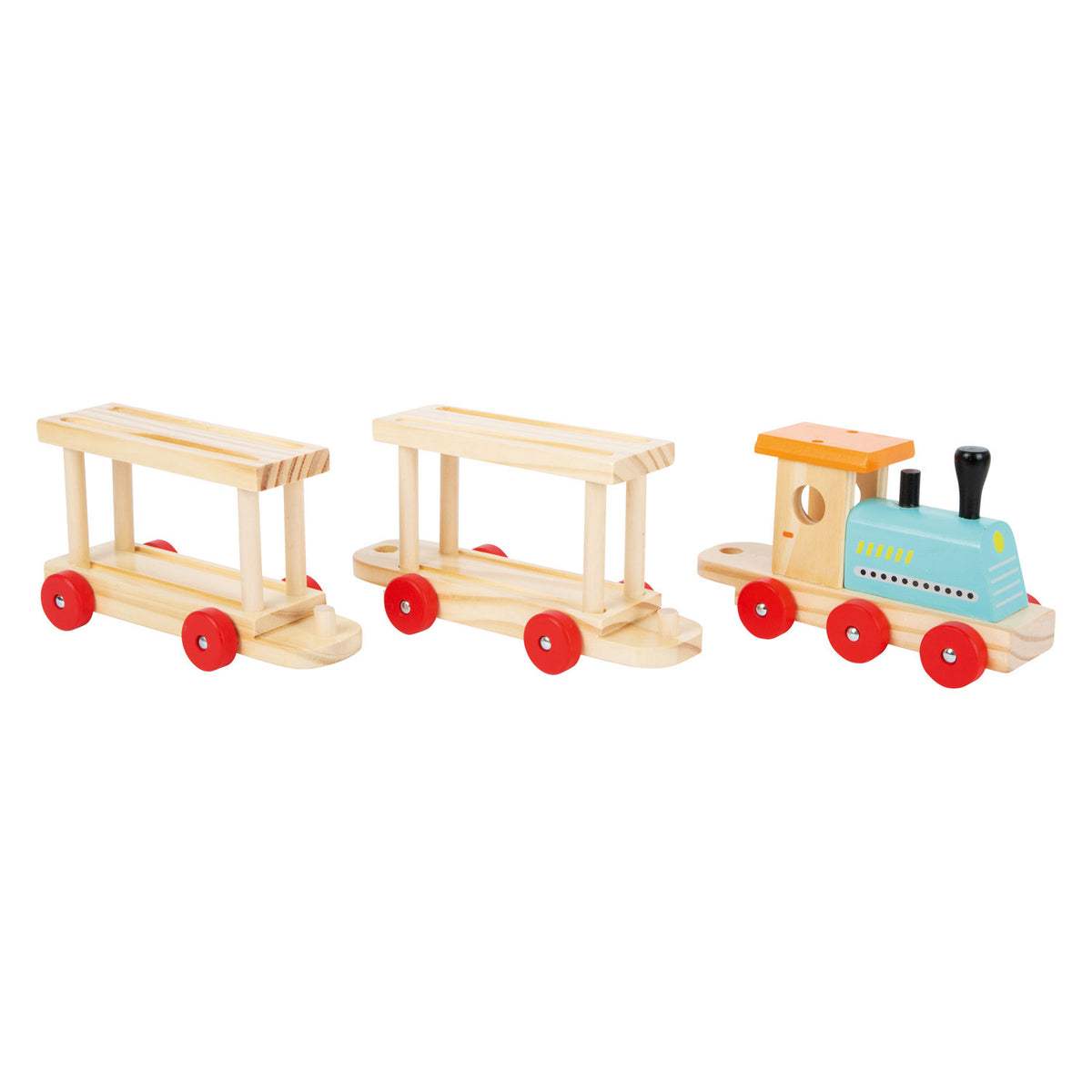 Lille fod træ togtransportør med biler, 11dlg.