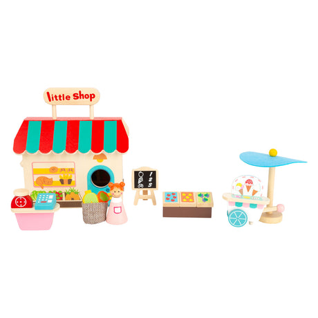 Lille fod - tag-med legebutik dukkehus i træ, 15 stk.