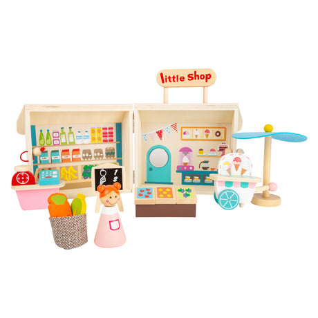 Lille fod - tag-med legebutik dukkehus i træ, 15 stk.