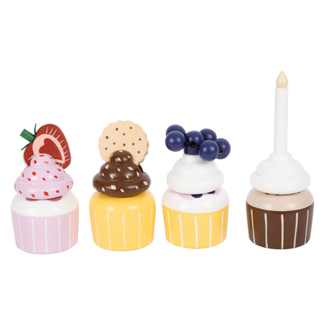 Lille fod - legemad etagere i træ med cupcakes, 13 stk.