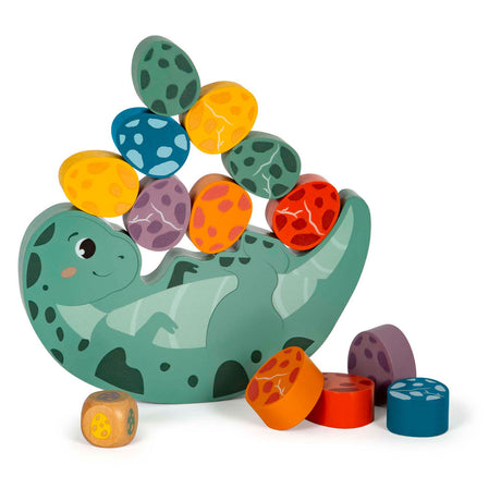Lille fod - balance spil dino i træ, 14 stk.
