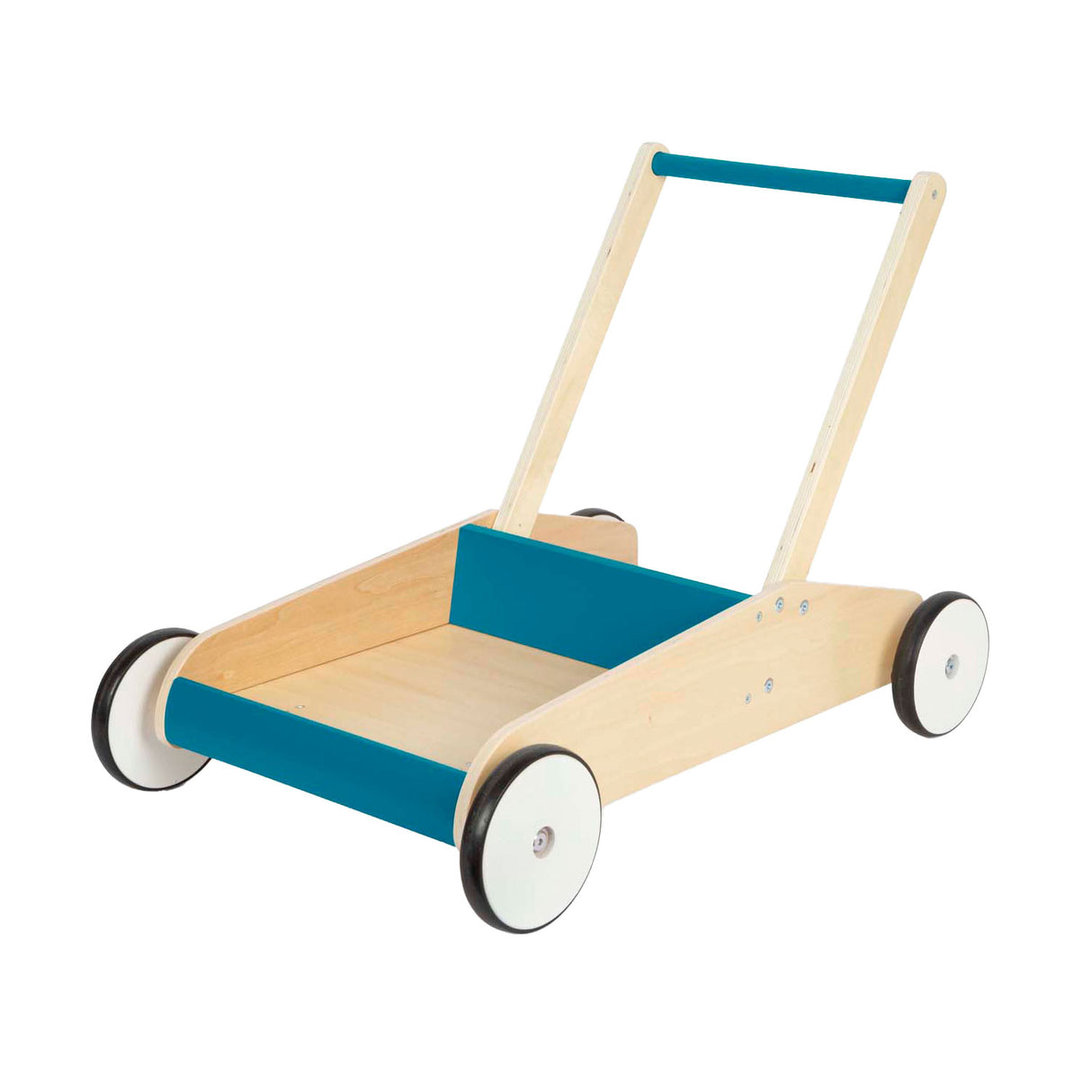 Lille fod - rollator i træ benzinblå