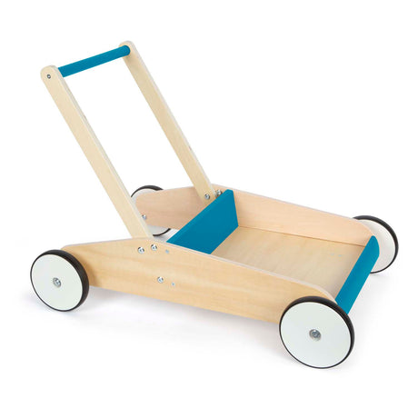 Lille fod - rollator i træ benzinblå