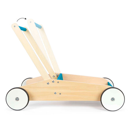 Lille fod - rollator i træ benzinblå
