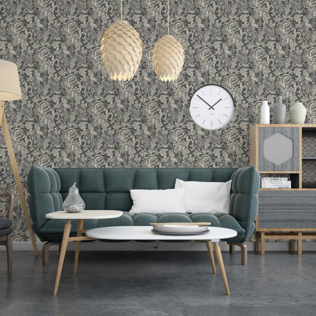 Hollandske Wallcoverings tapet Mae Black og Beige