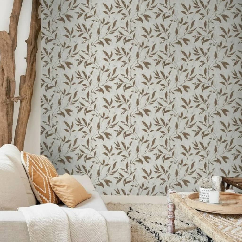 Hollandske vægcoverings tapet blade beige og brun