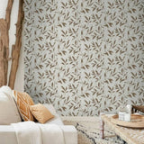 Hollandske vægcoverings tapet blade beige og brun
