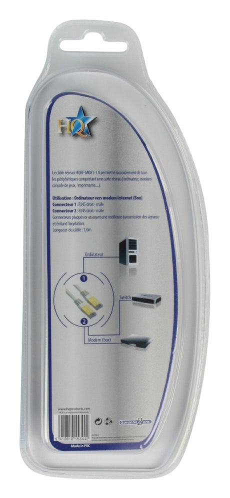 HQ BF-M081-1.0 Cat5e UTP netværkskabel RJ45 (8 8) Han - RJ45 (8 8) Han 1,00 m Grå