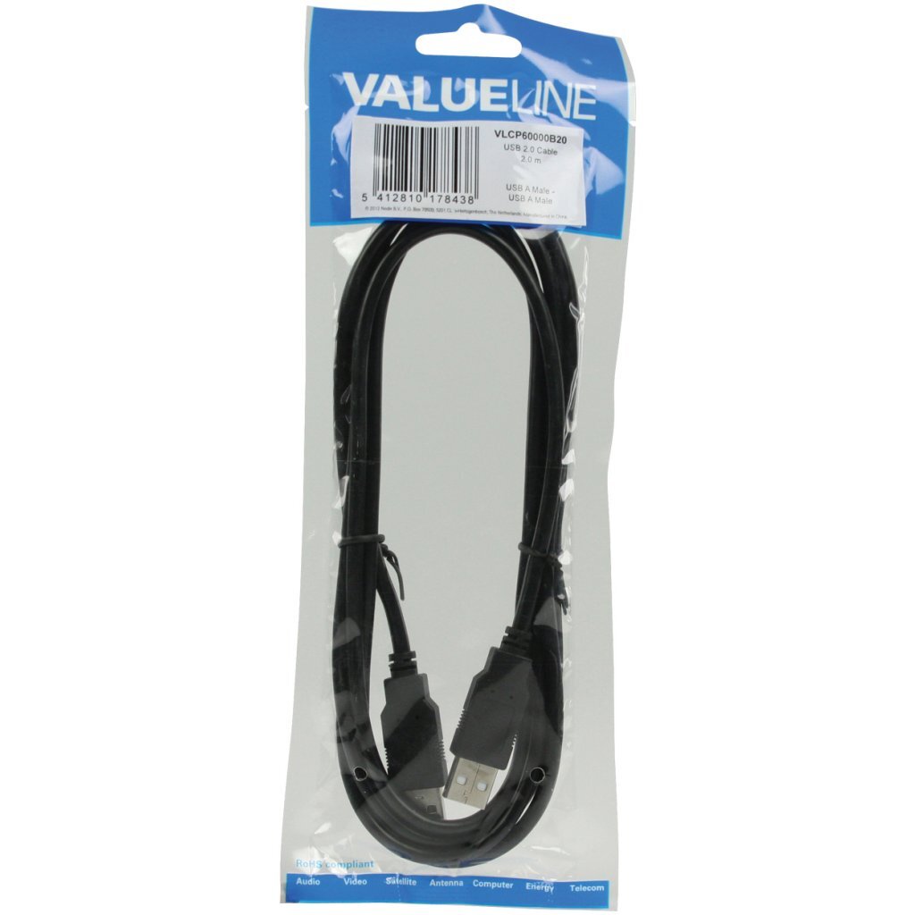 Valueline valueline USB 2.0 kabel 2 m sort