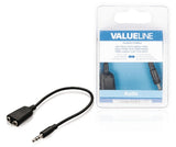 Valueline vlab22100b02 jack stereo audio distributionskabel 3,5 mm han - 2x 3,5 mm hun 0,20 m sort