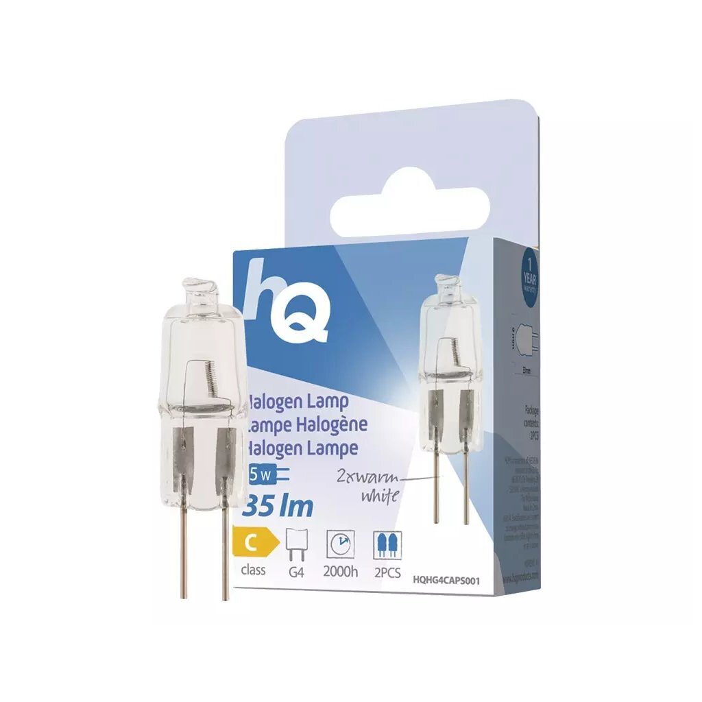 HQ halogenlampe g4 5w 35lm varm hvid 2 stk