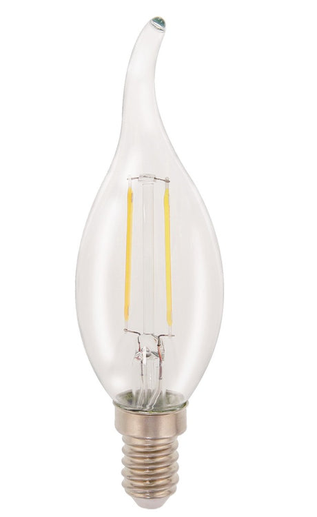 HQ LFE14FLTP001 LED Retro glødelampe E14 buet stearinlys 2W 210LM 2700K