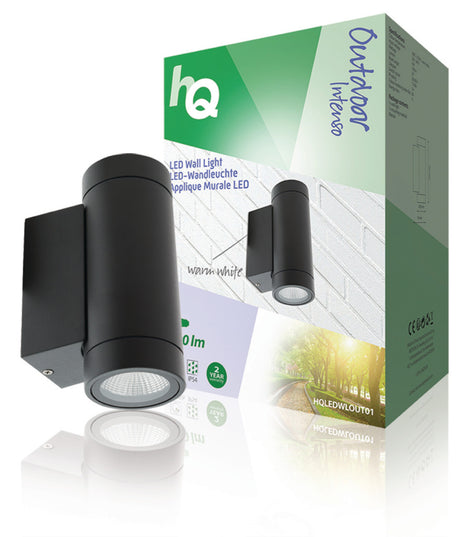 HQ ledwlout01 udendørs led væglampe 6 w 190 lm sort