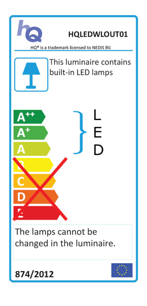 HQ ledwlout01 udendørs led væglampe 6 w 190 lm sort