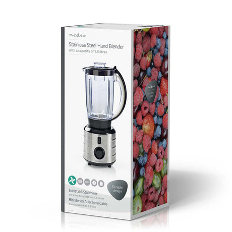 Nedis kabl210cal stående blender 500 w 1,5 l rustfrit stål