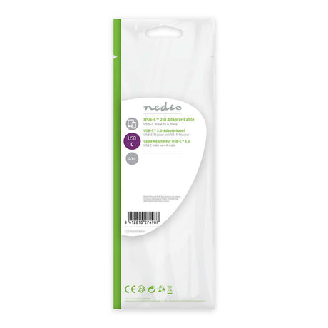 Nedis ccgp60600bk01 USB 2.0 kabel type-c han - en han 0,1 m sort