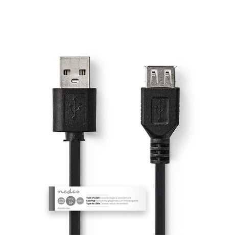 Nedis ccgt60010bk10 kabel usb 2.0 a han - usb en hun 1.0 m sort