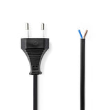 Nedis pcgp11700bk20 strømkabel eurostik - åben kabelende 2,0 m sort