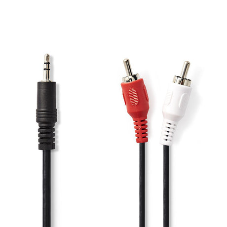 Nedis cagt22200bk15 stereo lydkabel 3,5 mm han - 2x rca han 1,5 m sort