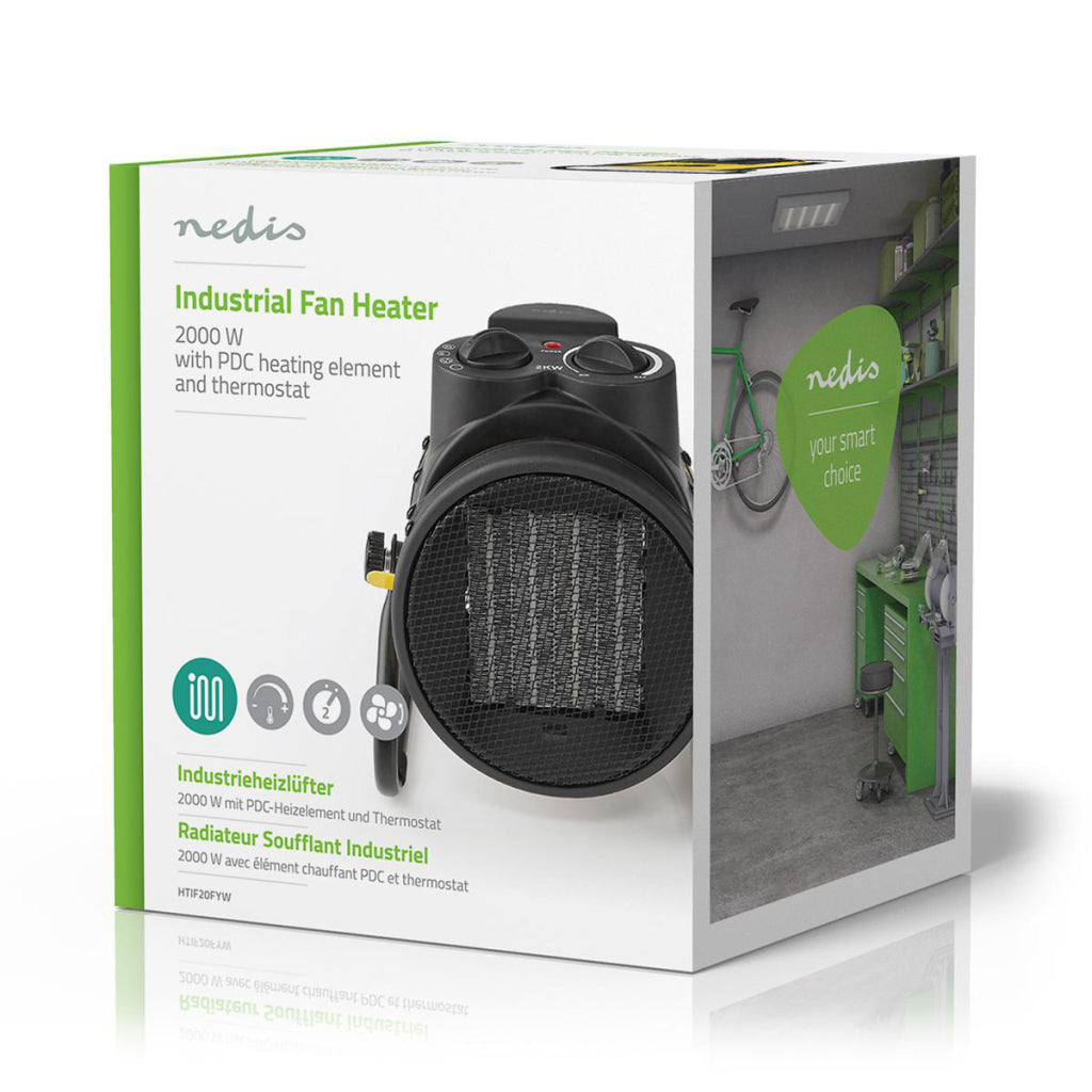 Nedis htif20fyw industriel keramisk varmeblæser termostat 3 indstillinger 2000 w gul