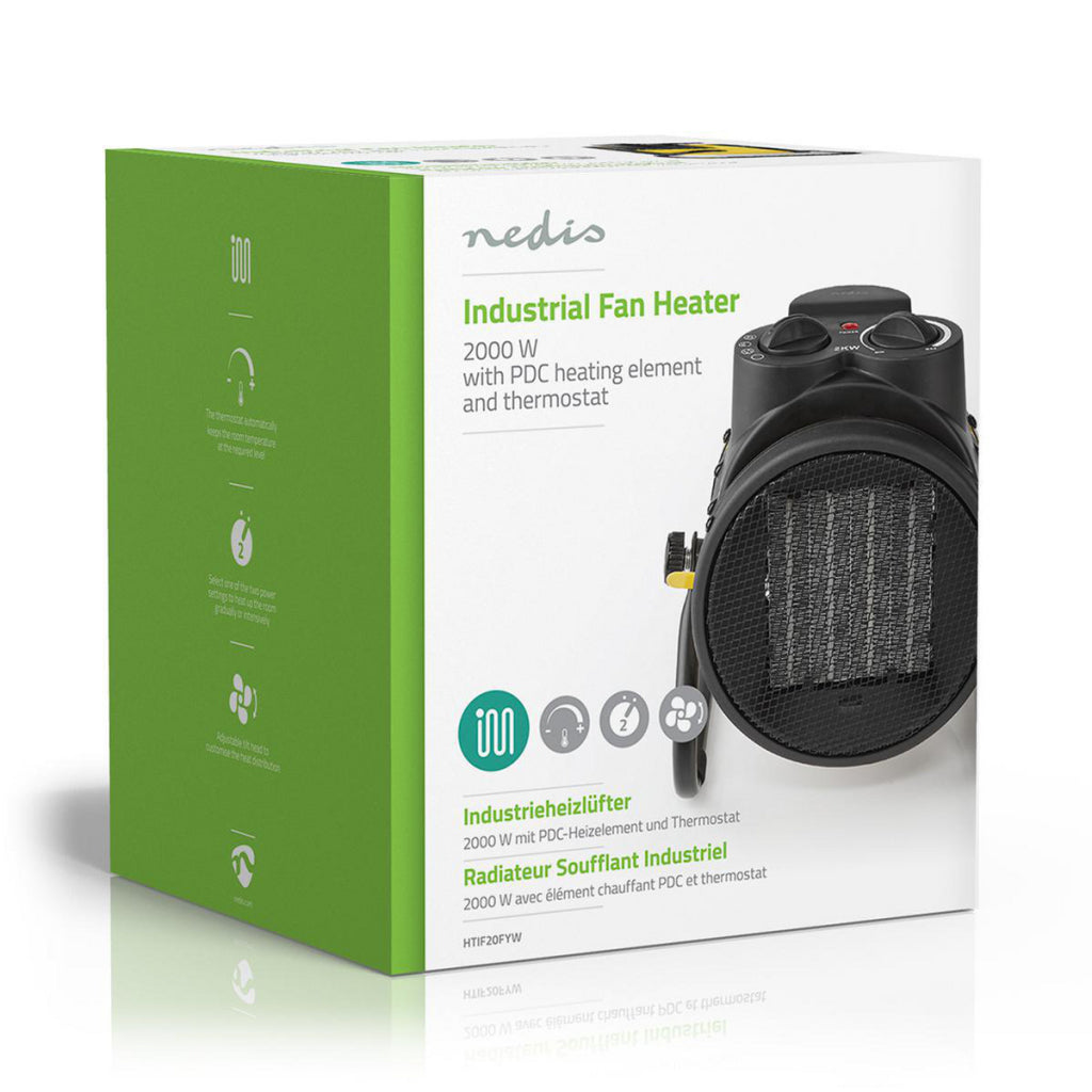Nedis htif20fyw industriel keramisk varmeblæser termostat 3 indstillinger 2000 w gul