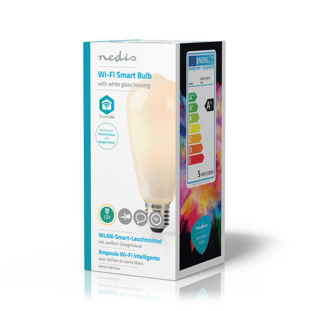 Nedis wifilf11wtst64 wi-fi smart led lampe e27 st64 5 w 500 lm hvid
