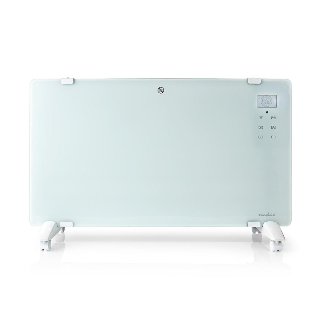 Nedis WiFiHTPL20FWT Smart Konvektorvarmer med WiFi Termostat Glasfrontpanel 2000W Hvid