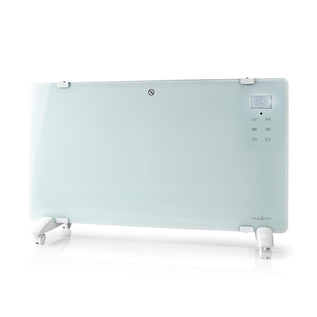 Nedis WiFiHTPL20FWT Smart Konvektorvarmer med WiFi Termostat Glasfrontpanel 2000W Hvid