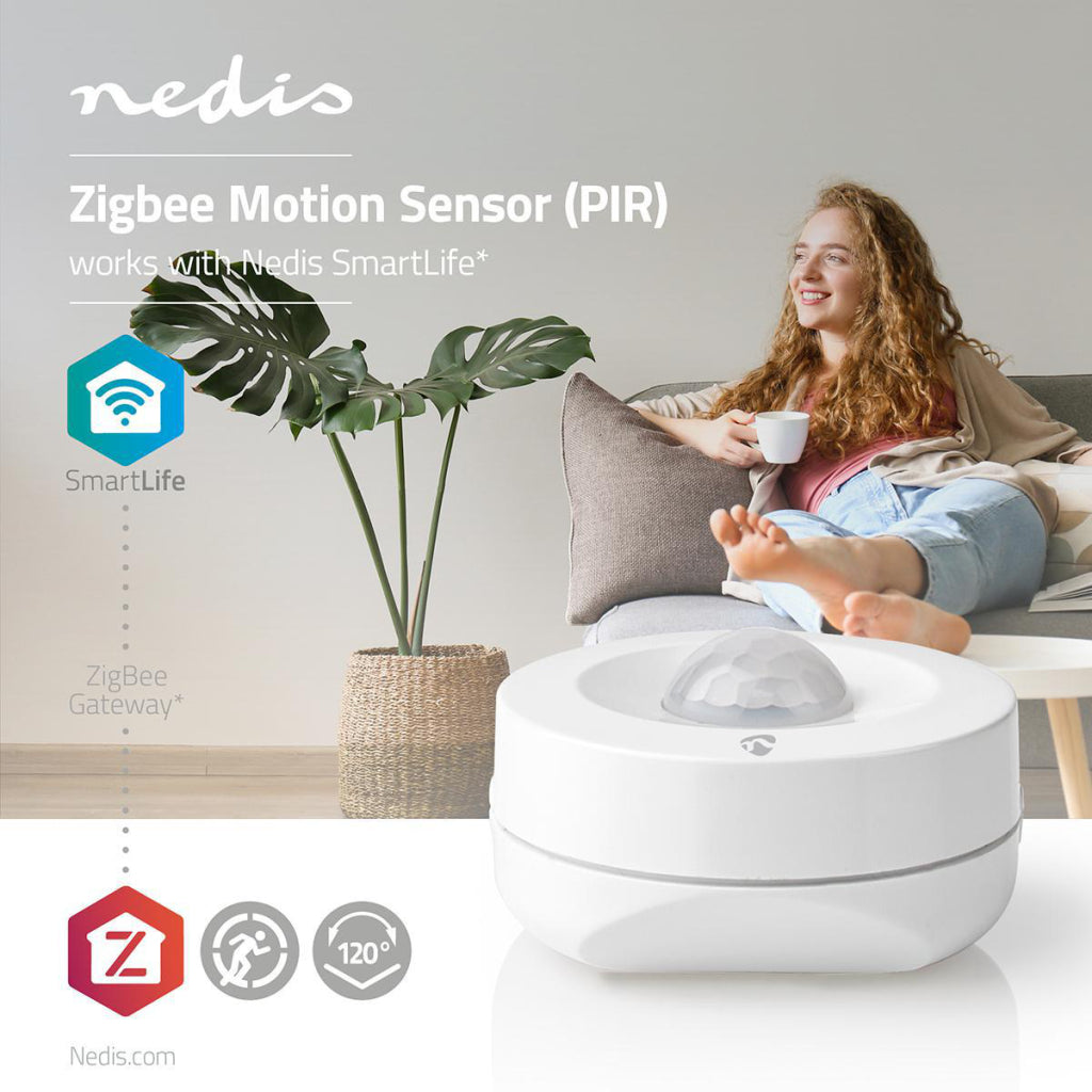 Nedis zbsm10wt smart pir bevægelsessensor zigbee batteri inkluderet