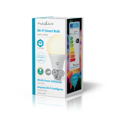 Nedis Wi-Fi LW12WTB22 SmartLife LED-pære Wi-Fi B22 800 lm 9 W Varm hvid 2700 K Energiklasse: A+ Android Trade; ios a60