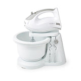 Nedis Kahm110CWT håndmixer 200 W 5-hastigheds turbofunktion drejeskål 2 dejkroge 2 piskeris Grå hvid