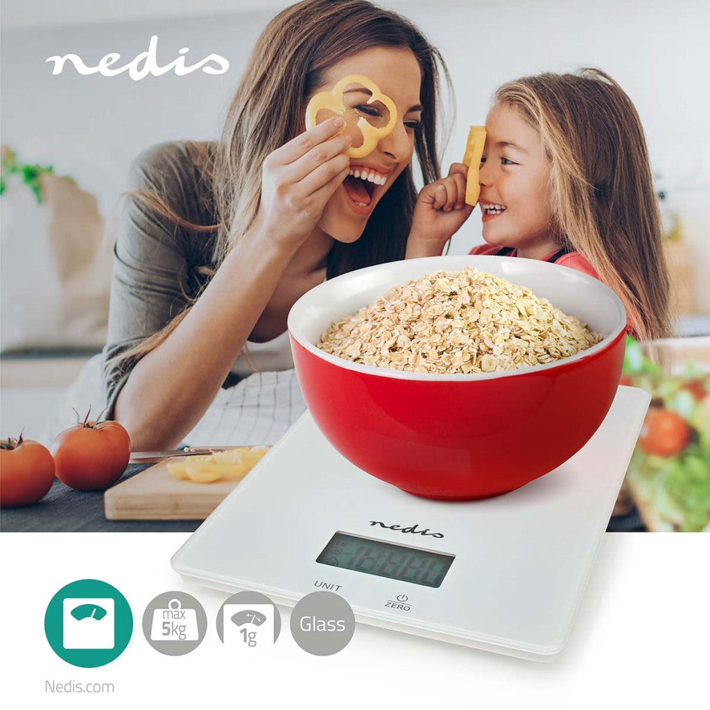Nedis kasc610wt køkkenvægt digital glas plast hvid