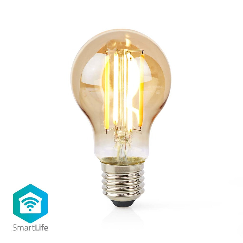 Nedis WiFiLRF10A60 SmartLife LED-glødelampe Wi-Fi E27 806 lm 7 W Varmt hvidt glas Android iOS Pære