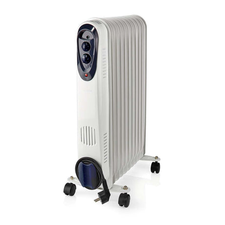Nedis htoi30wt11 mobil olieradiator 1000 1500 2500 w 11 finner justerbar termostat 3 varmeindstillinger tip-over forebyggelse hvid