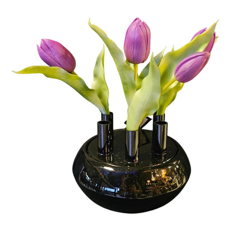 Palæ atmosfære blomsterrør vase scarlett sort ø21xh17cm